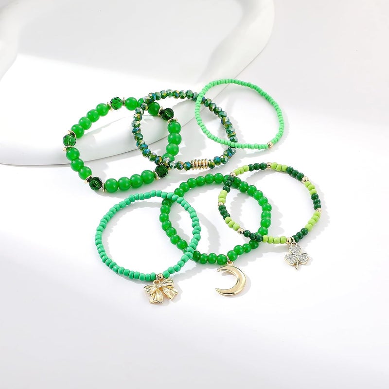 Aigrnc Boho Beaded Stretch Bracelets For Women Stackable Crystal Gold Plated Beaded Bracelets Set Trendy Handmade Friendship Braeclet Jewelry Gifts - Image 2